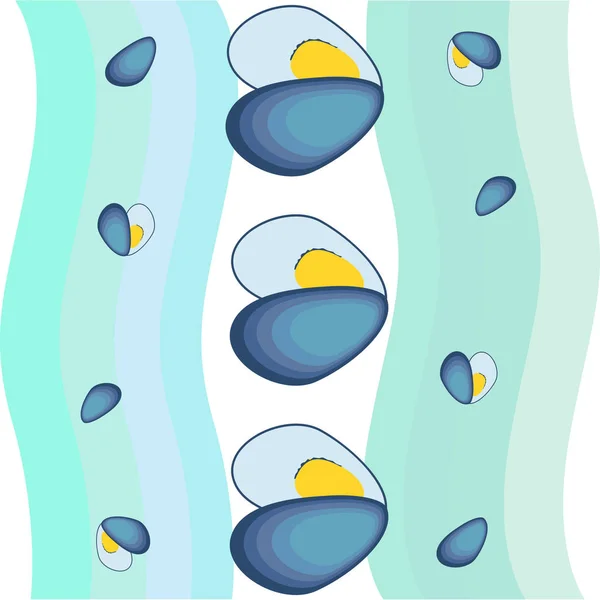 Muscheln Frische Meeresfrüchte Vektorhintergrund Essen Und Restaurantdesign — Stockvektor