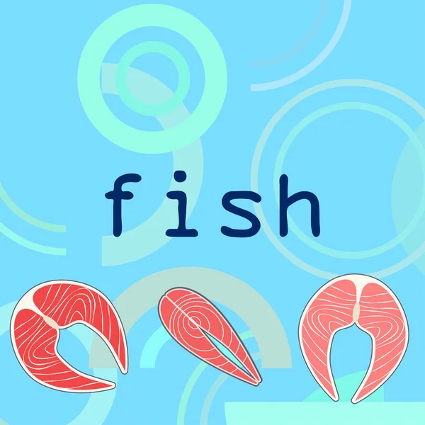 Ψάρια, θαλασσινά. Τα θαλασσινά διανύσματος. Σχεδιασμός φαγητού και εστιατορίων. — Διανυσματικό Αρχείο