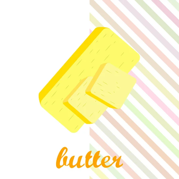 Vector yellow stick of butter. Slices of margarine or spread, fatty natural dairy product. High-calorie food for cooking and eating. — Stock Vector