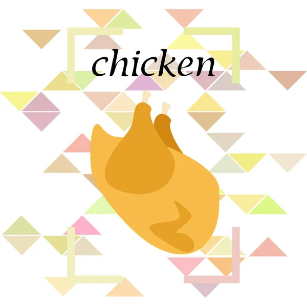 Carne de pollo, dibujos animados, ilustración vectorial, fondo alimentario . — Vector de stock