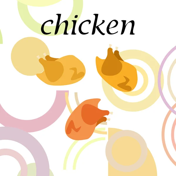 Tavuk eti, karikatür, vektör illüstrasyon, gıda arka plan. — Stok Vektör