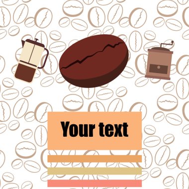 Fransız kahvesi, kahve çekirdekleri, dökülmüş kahve, vektör illüstrasyonu. Bir kafe için tasarım elemanları. Vektör arkaplanı.