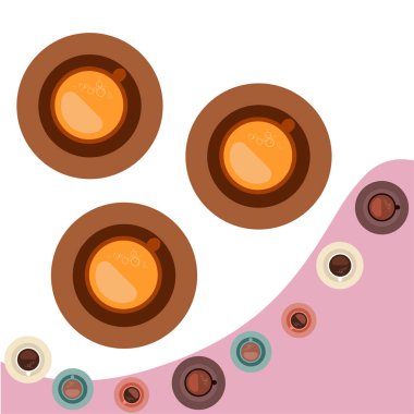 Bir fincan taze kahve. Vektör İllüstrasyonu. Kafeterya, Pankart ve Kartlar için Dekoratif Tasarım.