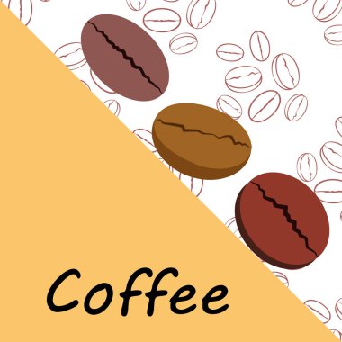 Kahve taneleri. Restoran için içecek menüsü, vektör arkaplanı.