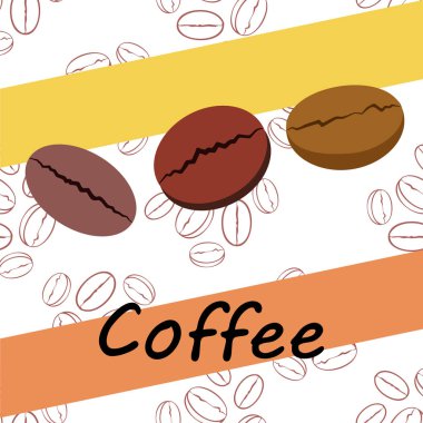 Kahve taneleri. Restoran için içecek menüsü, vektör arkaplanı.