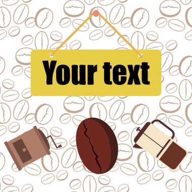 Fransız kahvesi, kahve çekirdekleri, dökülmüş kahve, vektör illüstrasyonu. Bir kafe için tasarım elemanları. Vektör arkaplanı.