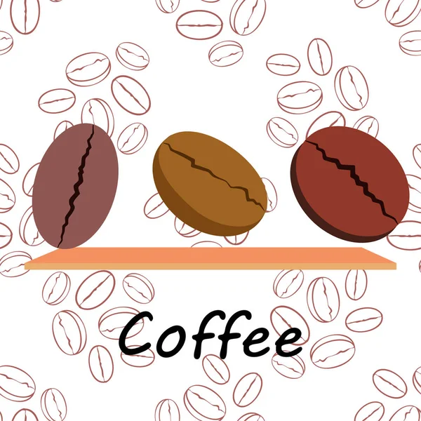 Koffiekorrels. Drinks menu voor restaurant, vector achtergrond. — Stockvector