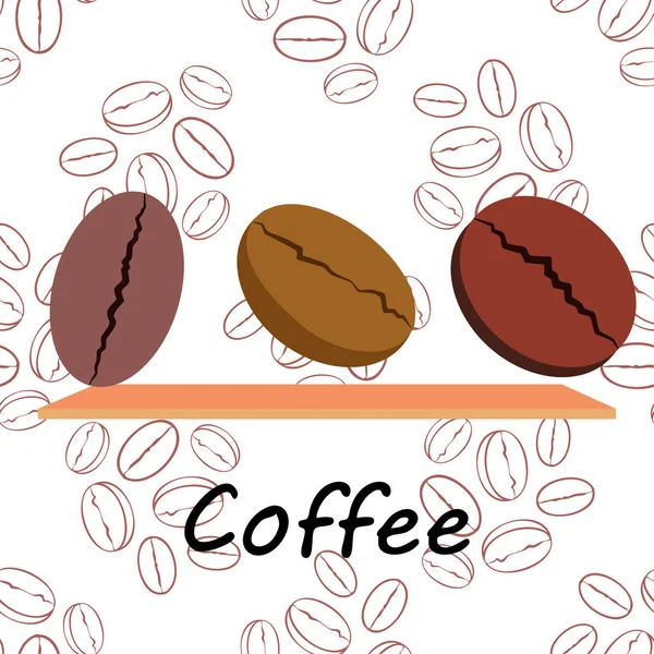 Granos de café. Menú de bebidas para restaurante, fondo vectorial. — Vector de stock