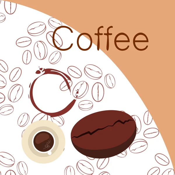Kahve fincanı, kahve taneleri, kahvaltı konsepti. Restoran için İçecek menüsü, vektör arka plan. — Stok Vektör