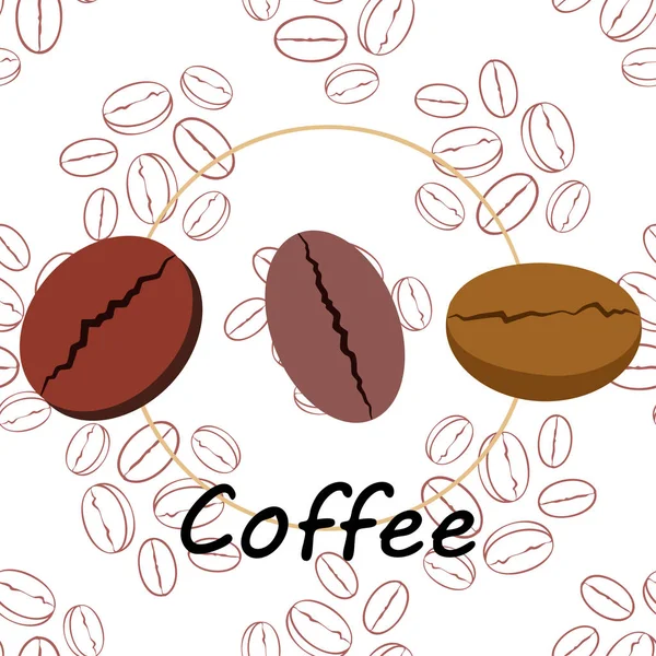 Koffiekorrels. Drinks menu voor restaurant, vector achtergrond. — Stockvector