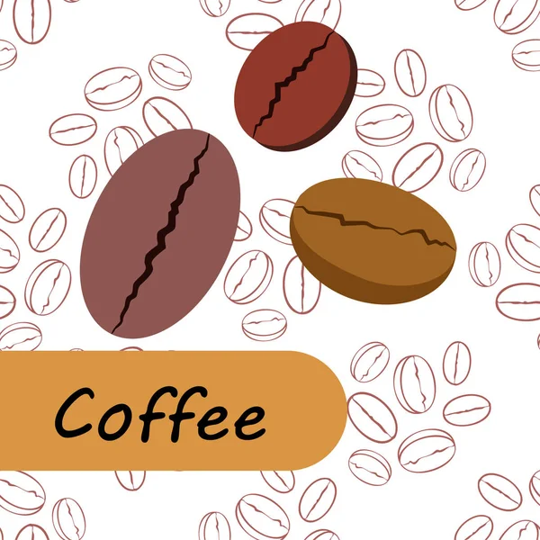 Des grains de café. Menu boissons pour restaurant, fond vectoriel. — Image vectorielle