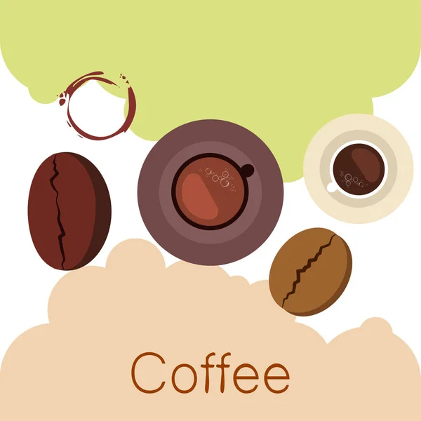 Koffie kopje, koffiegranen, Ontbijt concept. Drankenmenu voor Restaurant, Vector achtergrond. — Stockvector