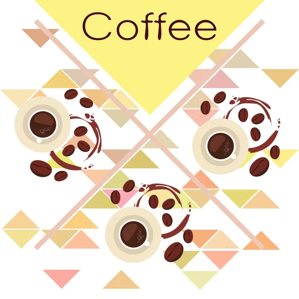 Coffee cup, coffee grains, breakfast concept. Drinks menu for restaurant, vector background. — Stock Vector