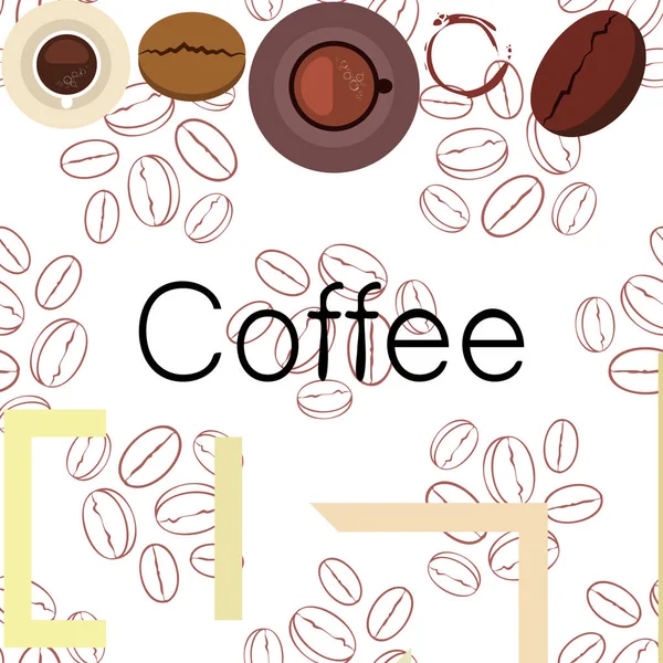 Kaffekopp, kaffe korn, frukost koncept. Dryckesmeny för restaurang, vektor bakgrund. — Stock vektor