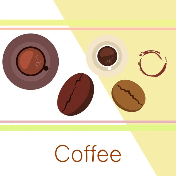 Koffie kopje, koffiegranen, Ontbijt concept. Drankenmenu voor Restaurant, Vector achtergrond. — Stockvector