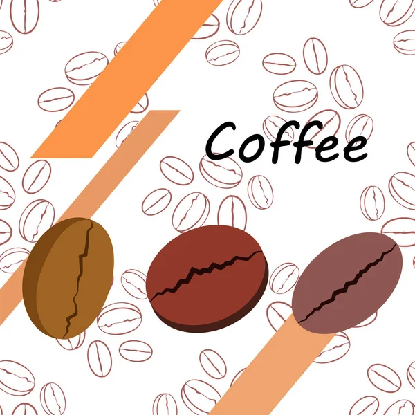 Koffiekorrels. Drinks menu voor restaurant, vector achtergrond. — Stockvector