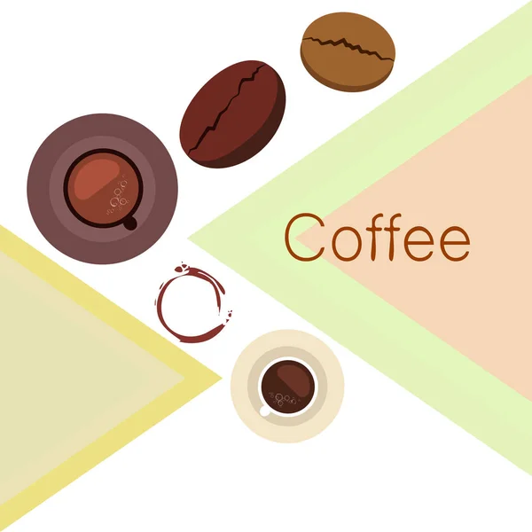 Кавова чашка, зерно кави, концепція сніданку. Меню напоїв для ресторану, векторний фон . — стоковий вектор