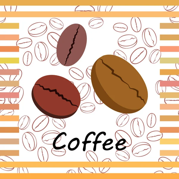 Koffiekorrels. Drinks menu voor restaurant, vector achtergrond. — Stockvector