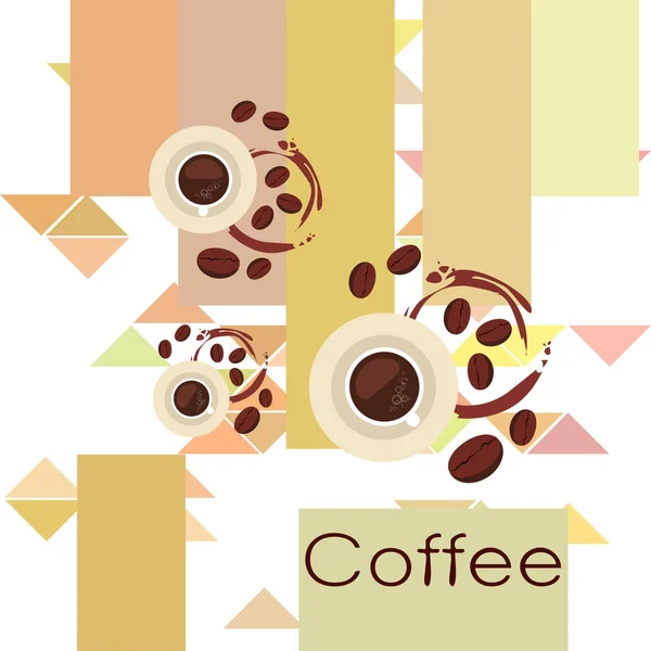 Koffie kopje, koffiegranen, Ontbijt concept. Drankenmenu voor Restaurant, Vector achtergrond. — Stockvector