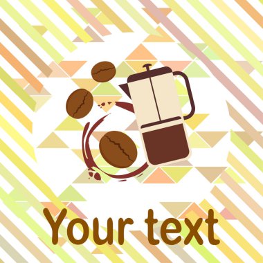 Fransız kahvesi, kahve çekirdekleri, dökülmüş kahve, vektör illüstrasyonu. Bir kafe için tasarım elemanları. Vektör arkaplanı.