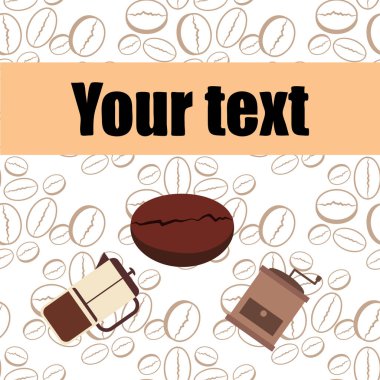 Fransız kahvesi, kahve çekirdekleri, dökülmüş kahve, vektör illüstrasyonu. Bir kafe için tasarım elemanları. Vektör arkaplanı.