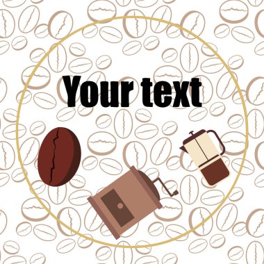 Fransız kahvesi, kahve çekirdekleri, dökülmüş kahve, vektör illüstrasyonu. Bir kafe için tasarım elemanları. Vektör arkaplanı.