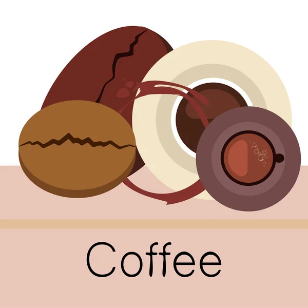 Кофейная чашка, зерно кофе, концепция завтрака. Меню напитков для ресторана, векторный фон . — стоковый вектор