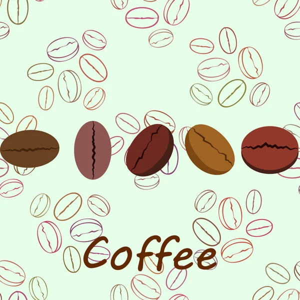 Granos de café. Menú de bebidas para restaurante, fondo vectorial. — Vector de stock