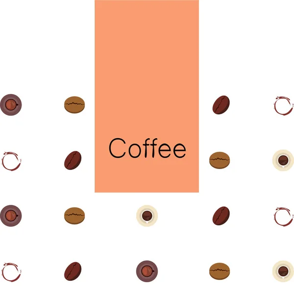 Xícara de café, grãos de café, conceito de café da manhã. Menu de bebidas para restaurante, fundo vetorial . — Vetor de Stock