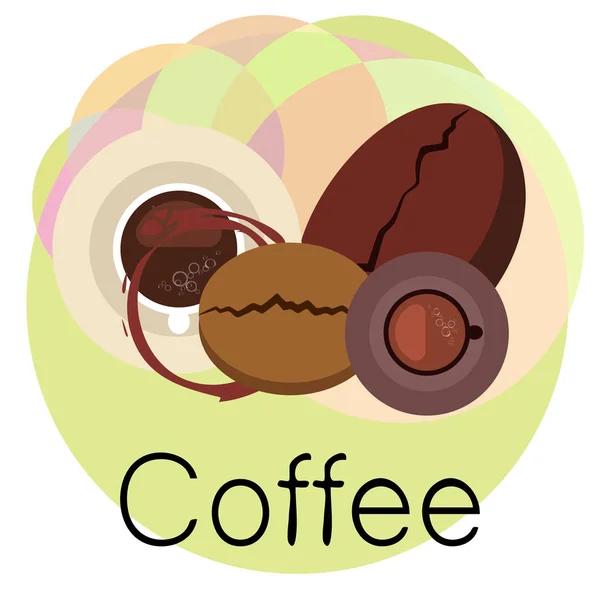 Koffie kopje, koffiegranen, Ontbijt concept. Drankenmenu voor Restaurant, Vector achtergrond. — Stockvector