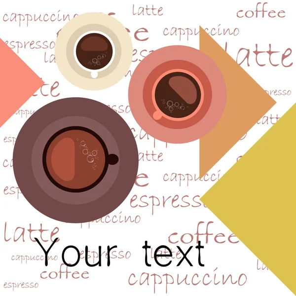 Tasse frischen Kaffee vorhanden. Vektorillustration. Dekoratives Design für Cafeteria, Banner, Karten. — Stockvektor