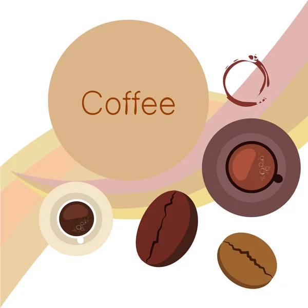 Coffee cup, coffee grains, breakfast concept. Drinks menu for restaurant, vector background. — Stock Vector