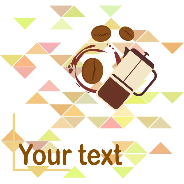 Γαλλικός καφές, κόκκοι καφέ, χυμένος καφές, διανυσματική απεικόνιση. Στοιχεία σχεδιασμού για ένα καφέ. Ιστορικό διανύσματος. — Διανυσματικό Αρχείο