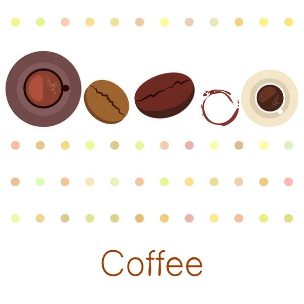 Taza de café, granos de café, concepto de desayuno. Menú de bebidas para restaurante, fondo vectorial . — Archivo Imágenes Vectoriales