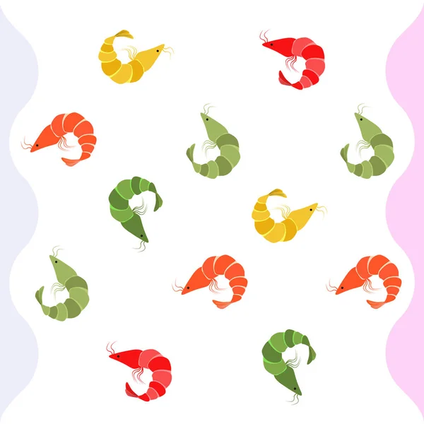 Shrimp fresh seafood. Vector backgroung. Food and restaurant design. — Stock Vector