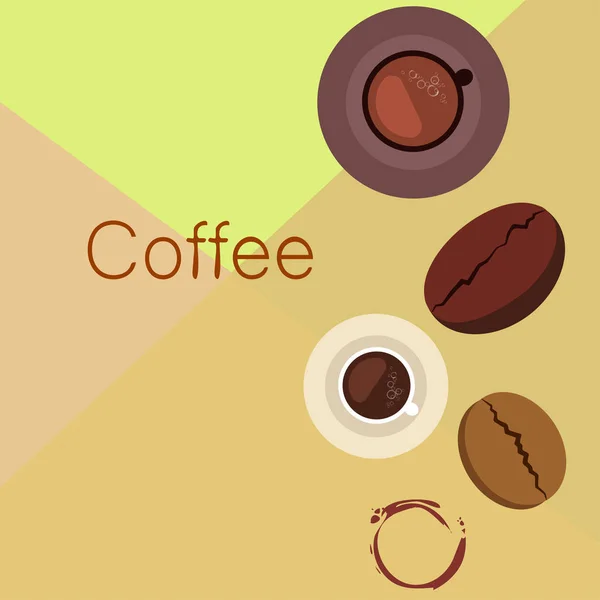 Xícara de café, grãos de café, conceito de café da manhã. Menu de bebidas para restaurante, fundo vetorial . — Vetor de Stock