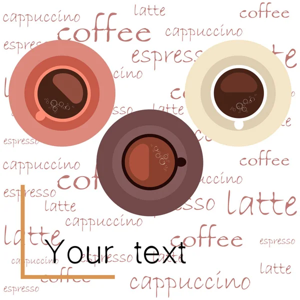 Tasse frischen Kaffee vorhanden. Vektorillustration. Dekoratives Design für Cafeteria, Banner, Karten. — Stockvektor