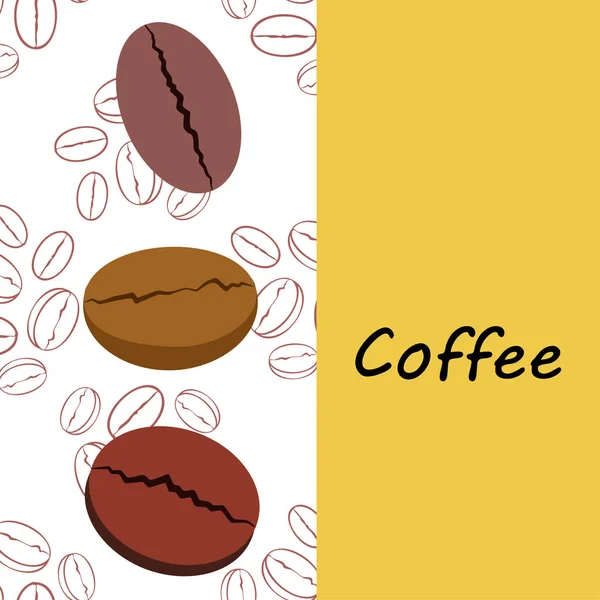 Koffiekorrels. Drinks menu voor restaurant, vector achtergrond. — Stockvector