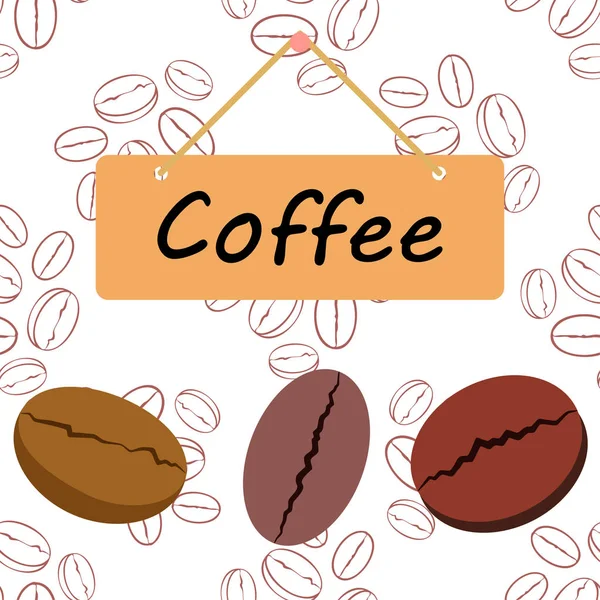 Kávová zrnka. Nápojové menu pro restauraci, vektorové zázemí. — Stockový vektor