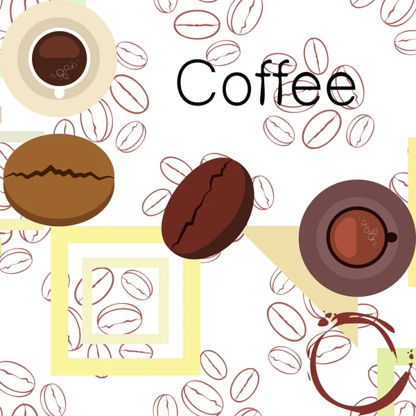 Koffie kopje, koffiegranen, Ontbijt concept. Drankenmenu voor Restaurant, Vector achtergrond. — Stockvector