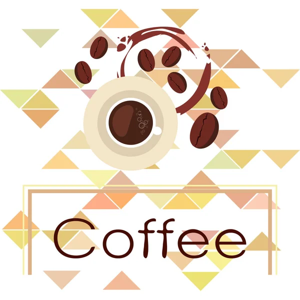 Kávéscsésze, kávé gabona, reggeli koncepció. Itallap étterem, vektor háttér. — Stock Vector