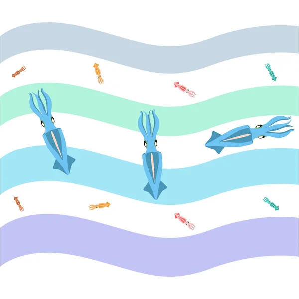 Calamar mariscos frescos. Vector backgroung. Diseño de comida y restaurante. — Vector de stock