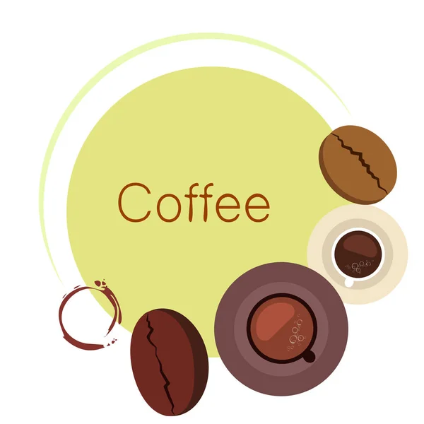 Koffie kopje, koffiegranen, Ontbijt concept. Drankenmenu voor Restaurant, Vector achtergrond. — Stockvector