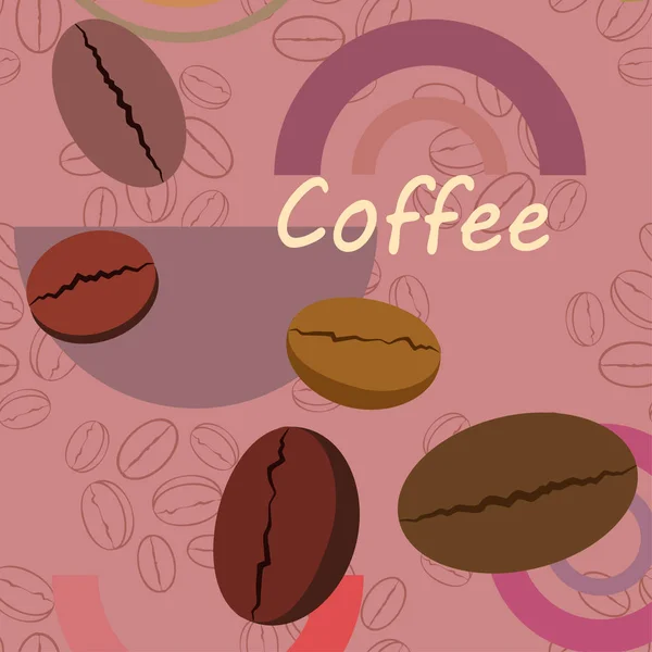 Koffiekorrels. Drinks menu voor restaurant, vector achtergrond. — Stockvector