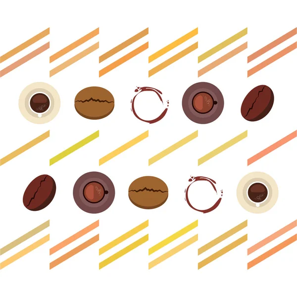 Tasse à café, grains de café, concept de petit déjeuner. Menu boissons pour restaurant, fond vectoriel . — Image vectorielle