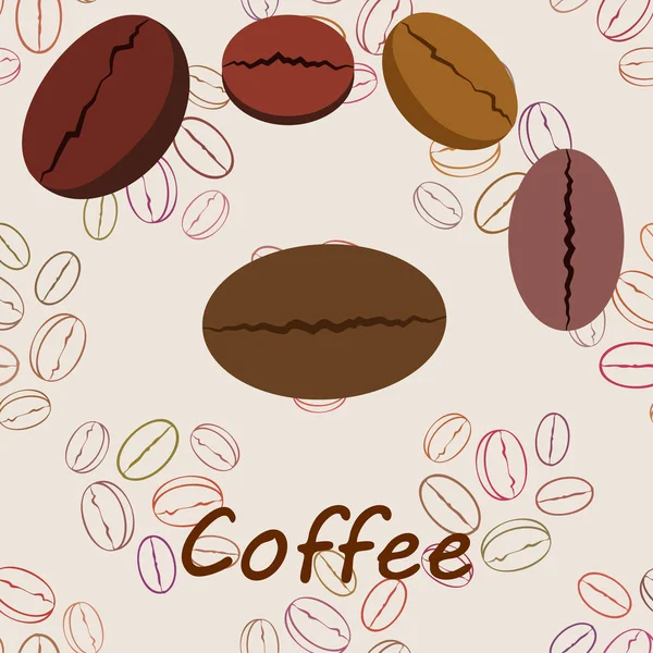 Koffiekorrels. Drinks menu voor restaurant, vector achtergrond. — Stockvector