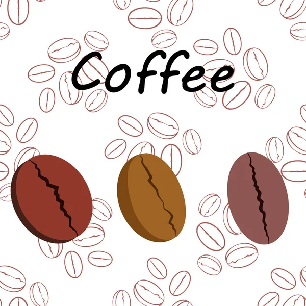 Des grains de café. Menu boissons pour restaurant, fond vectoriel. — Image vectorielle