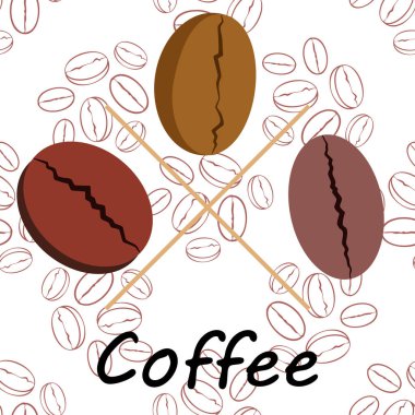 Kahve taneleri. Restoran için içecek menüsü, vektör arkaplanı.