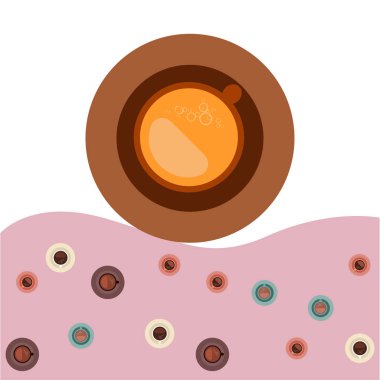 Bir fincan taze kahve. Vektör İllüstrasyonu. Kafeterya, Pankart ve Kartlar için Dekoratif Tasarım.