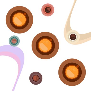 Bir fincan taze kahve. Vektör İllüstrasyonu. Kafeterya, Pankart ve Kartlar için Dekoratif Tasarım.